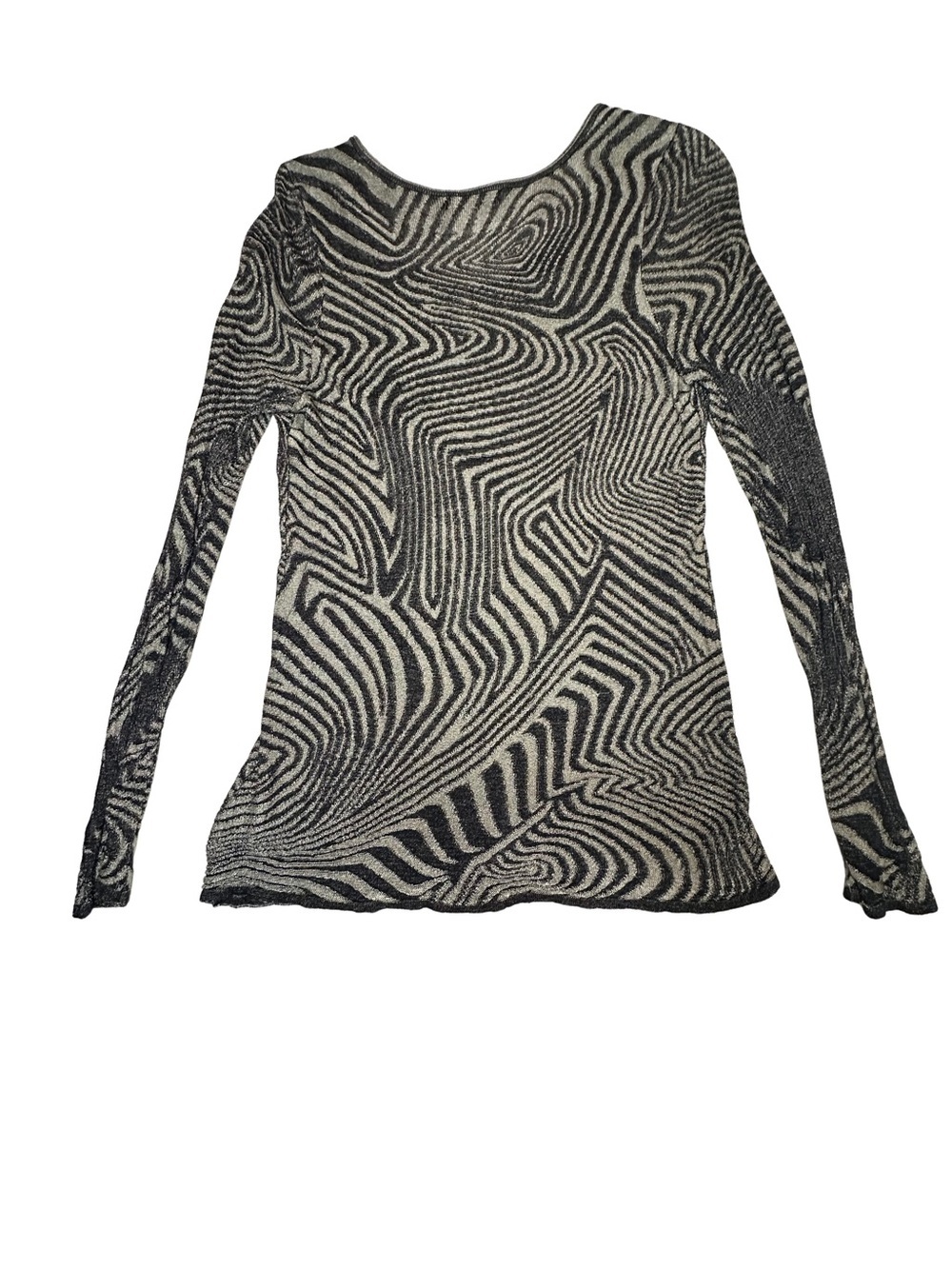 NIC+ZOE Silver & Black Swirl Print Asymmetrical Button Front Top Sweater M - Picture 2 of 7